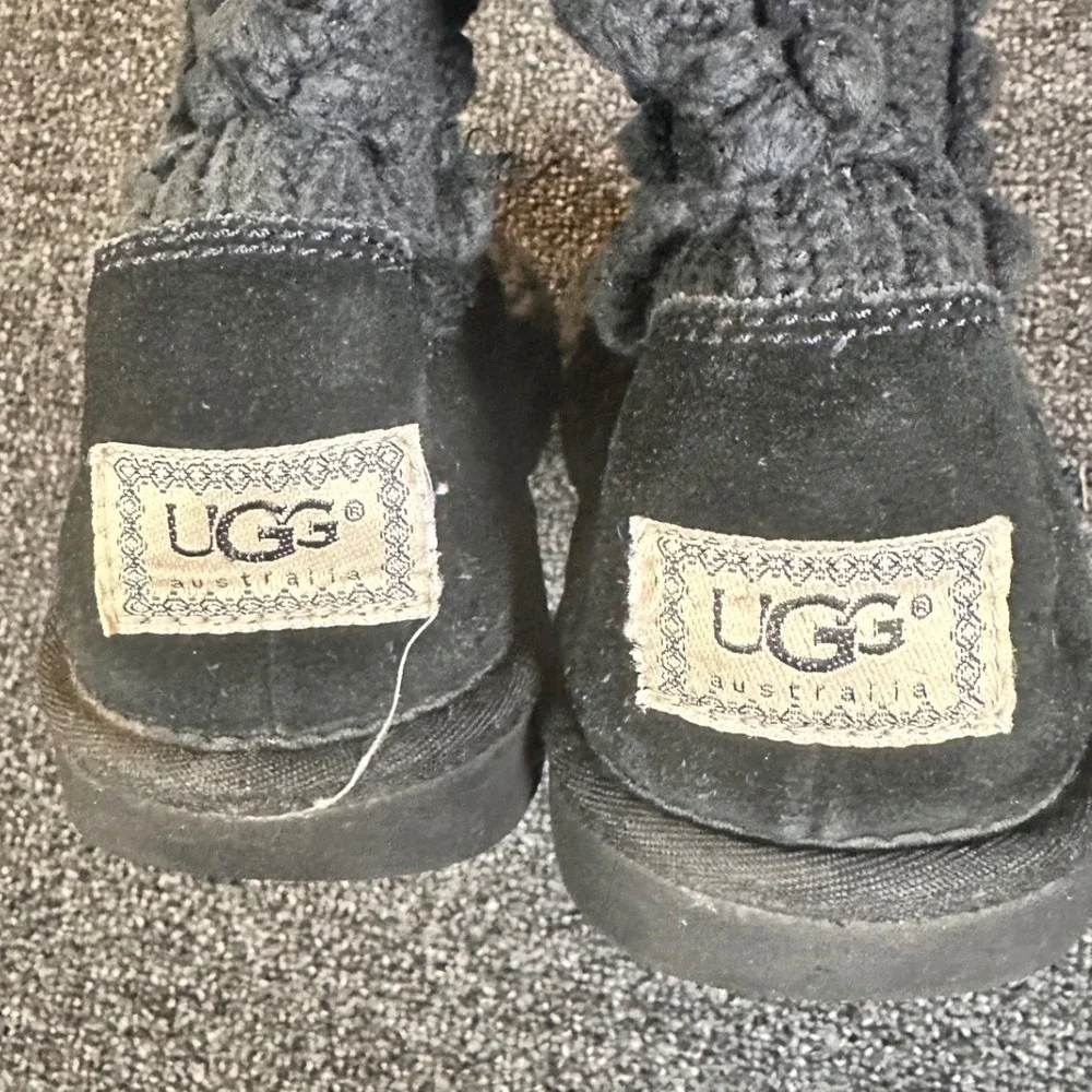 UGG Australia Lattice Cardy Charcoal Grey Knit Tall‎ Boots 5879 Womens 8